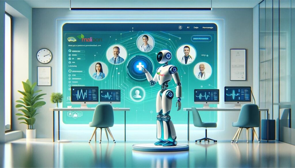 Malioon AI robot selecting a doctor's profile from series of doctors